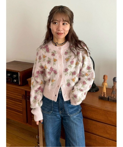 LILY BROWN ×ANNA SUI】ジャガードビジューニットカーディガン