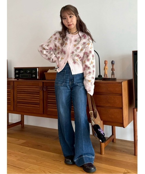 LILY BROWN ×ANNA SUI ジャガードビジューニットカーディガン LILY BROWN ×ANNA SUI】ジャガードビジューニットカーディガン