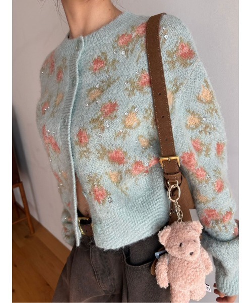LILY BROWN(リリーブラウン)の「【LILY BROWN ×ANNA SUI】ジャガードビジューニットカーディガン(カーディガン/ボレロ・レディース・ピンク/ブラック/ライトブルー・F)」の8枚目の写真