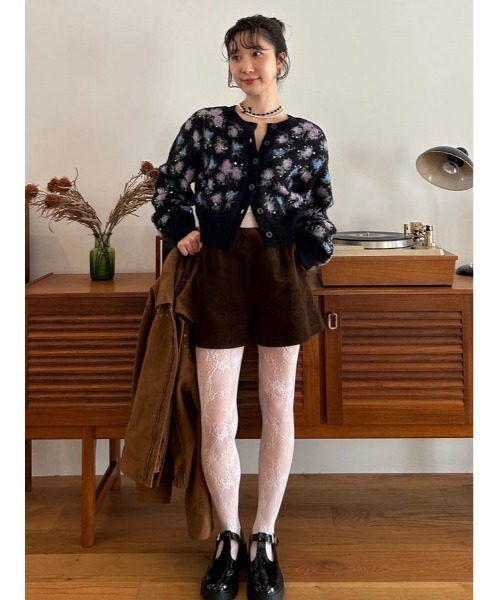 【LILY BROWN ×ANNA SUI】ジャガードビジューニットカーディガン LILY BROWN（リリーブラウン） 新作10%OFF トップス 25秋冬 【LILY