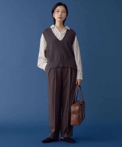 THE SHOP TK (ザ ショップ ティーケー )の「【春まで着られる】ニットベスト&ブラウスセット/洗濯機OK(シャツ/ブラウス・レディース・ダークブラウン/スミクロ/ネイビー・12/13)」の13枚目の写真