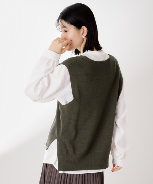 THE SHOP TK (ザ ショップ ティーケー )の「【春まで着られる】ニットベスト&ブラウスセット/洗濯機OK(シャツ/ブラウス・レディース・ダークブラウン/スミクロ/ネイビー・12/13)」の17枚目の写真