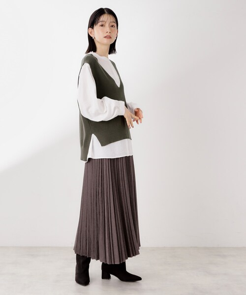 THE SHOP TK (ザ ショップ ティーケー )の「【春まで着られる】ニットベスト&ブラウスセット/洗濯機OK(シャツ/ブラウス・レディース・ダークブラウン/スミクロ/ネイビー・12/13)」の18枚目の写真