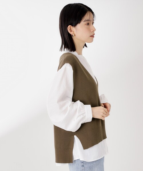 THE SHOP TK (ザ ショップ ティーケー )の「【春まで着られる】ニットベスト&ブラウスセット/洗濯機OK(シャツ/ブラウス・レディース・ダークブラウン/スミクロ/ネイビー・12/13)」の20枚目の写真