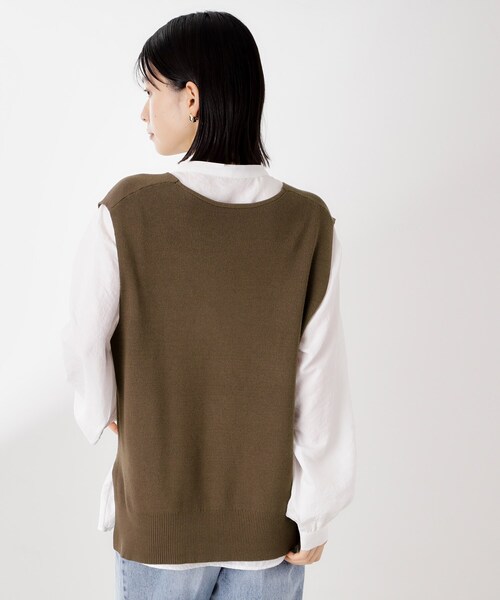THE SHOP TK (ザ ショップ ティーケー )の「【春まで着られる】ニットベスト&ブラウスセット/洗濯機OK(シャツ/ブラウス・レディース・ダークブラウン/スミクロ/ネイビー・12/13)」の21枚目の写真