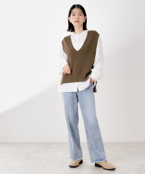 THE SHOP TK (ザ ショップ ティーケー )の「【春まで着られる】ニットベスト&ブラウスセット/洗濯機OK(シャツ/ブラウス・レディース・ダークブラウン/スミクロ/ネイビー・12/13)」の22枚目の写真