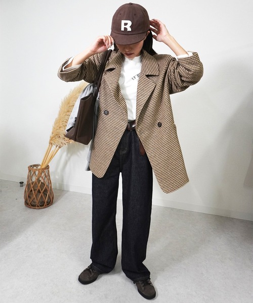 gossara(ゴサラ)の「【一枚でサマになる冬アウター】チェックジャケット(テーラードジャケット・レディース・ブラック/ベージュ・FREE)」の7枚目の写真