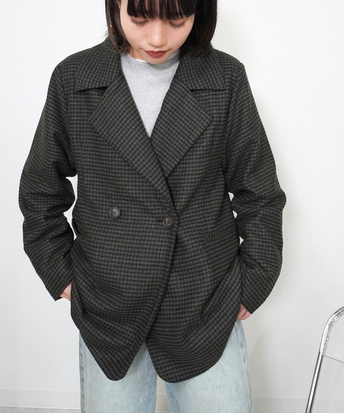 gossara(ゴサラ)の「【一枚でサマになる冬アウター】チェックジャケット(テーラードジャケット・レディース・ブラック/ベージュ・FREE)」の5枚目の写真