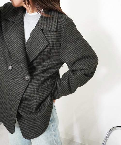 gossara(ゴサラ)の「【一枚でサマになる冬アウター】チェックジャケット(テーラードジャケット・レディース・ブラック/ベージュ・FREE)」の9枚目の写真