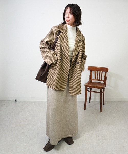 gossara(ゴサラ)の「【一枚でサマになる冬アウター】チェックジャケット(テーラードジャケット・レディース・ブラック/ベージュ・FREE)」の19枚目の写真
