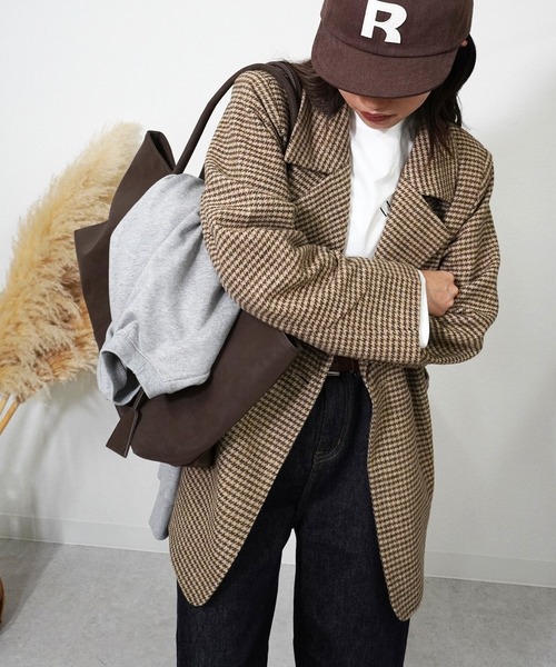 gossara(ゴサラ)の「【一枚でサマになる冬アウター】チェックジャケット(テーラードジャケット・レディース・ブラック/ベージュ・FREE)」の16枚目の写真