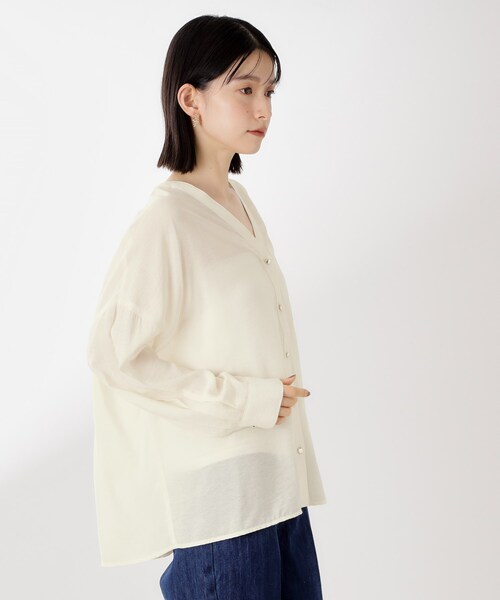 THE SHOP TK （ザ ショップ ティーケー ）の「刺繍ポケットオーバーシャツ【体型カバー/洗濯機OK】（シャツ/ブラウス・レディース・ネイビー/アイボリー/ブラウン系・13/12）」の5枚目の写真