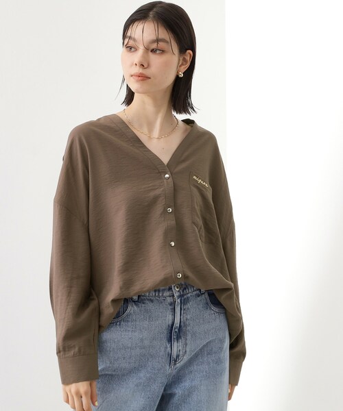 THE SHOP TK （ザ ショップ ティーケー ）の「刺繍ポケットオーバーシャツ【体型カバー/洗濯機OK】（シャツ/ブラウス・レディース・ネイビー/アイボリー/ブラウン系・13/12）」の14枚目の写真