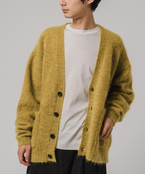 EDIFICE(エディフィス)の「E. 3GG ウール/モヘア カーディガン(カーディガン/ボレロ・メンズ・イエロー/ピンク/ブルー/チャコールグレー・LARGE/MEDIUM)」の4枚目の写真