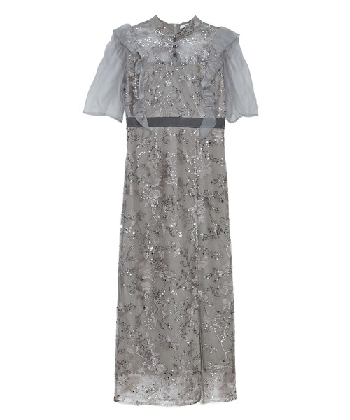 セール】【LEJA】フラワースパンコールシアーフリルIラインワンピース