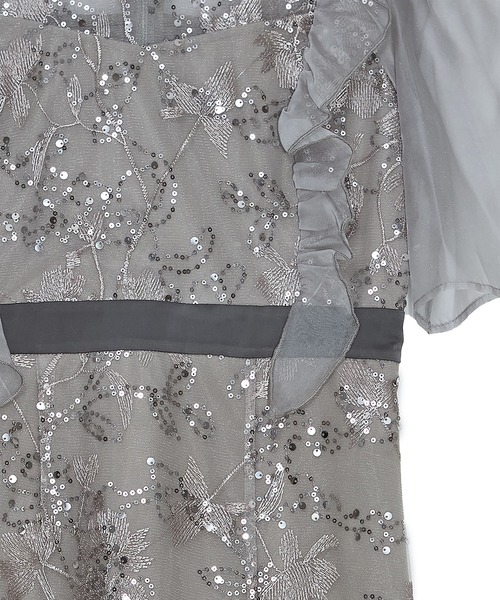 セール】【LEJA】フラワースパンコールシアーフリルIラインワンピース