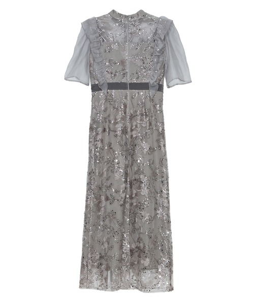 セール】【LEJA】フラワースパンコールシアーフリルIラインワンピース