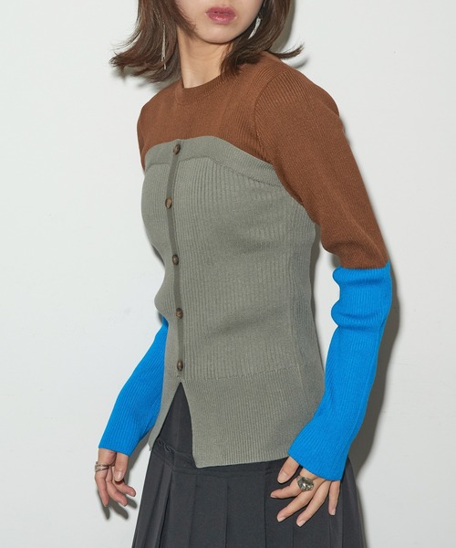 MAISON BREEZE reveur(メゾンブリーズレヴール)の「【MAISON BREEZE reveur】ビスチェドッキングリブニットプルオーバー trc(ニット/セーター・レディース・ブラック/ブラウン/グレー・FREE)」の3枚目の写真