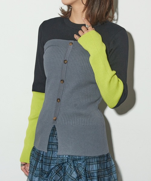 MAISON BREEZE reveur(メゾンブリーズレヴール)の「【MAISON BREEZE reveur】ビスチェドッキングリブニットプルオーバー trc(ニット/セーター・レディース・ブラック/ブラウン/グレー・FREE)」の4枚目の写真
