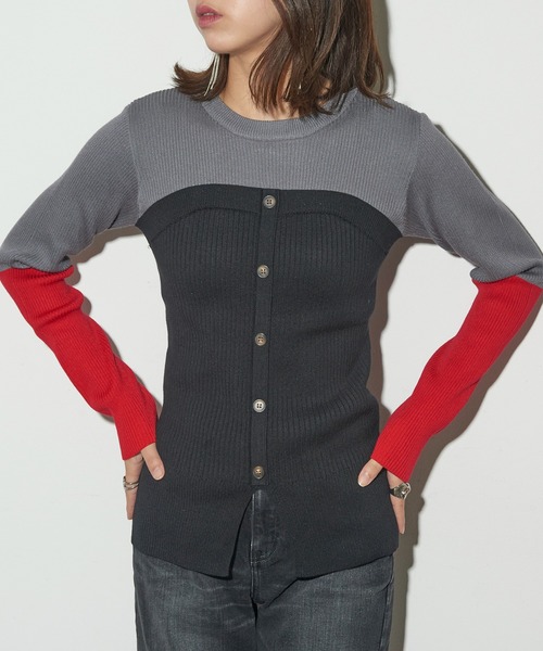 MAISON BREEZE reveur(メゾンブリーズレヴール)の「【MAISON BREEZE reveur】ビスチェドッキングリブニットプルオーバー trc(ニット/セーター・レディース・ブラック/ブラウン/グレー・FREE)」の13枚目の写真