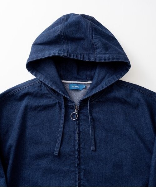 GLAZOS（グラソス）の「フードデニムジップアップジャケット（ブルゾン・キッズ・ブラック/ダークブルー・150cm/160cm/170cm）」の5枚目の写真