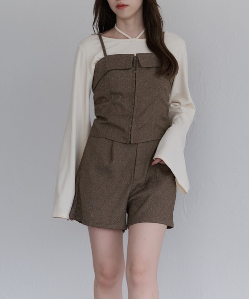 raffime(ラフィミー)の「【セットアップ可能】フロントタックショートパンツ(その他パンツ・レディース・ブラック/ダークブラウン・フリー)」の3枚目の写真