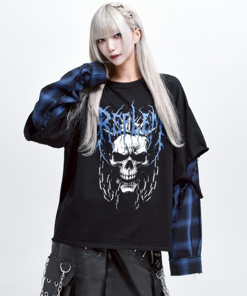 『REFLEM/レフレム』レイヤ―ドチェックTee ロングスリーブカットソー REFLEM/レフレム』レイヤ―ドチェックL/S Tee/ロングスリーブカットソー