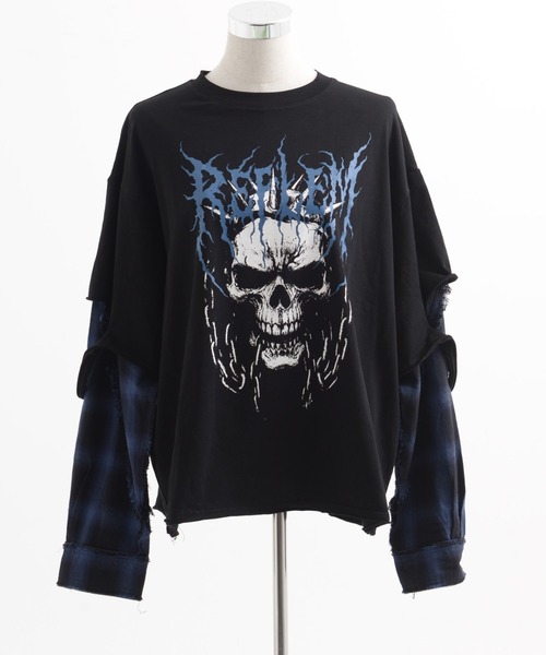 『REFLEM/レフレム』レイヤ―ドチェックTee ロングスリーブカットソー REFLEM/レフレム』レイヤ―ドチェックL/S Tee/ロングスリーブカットソー