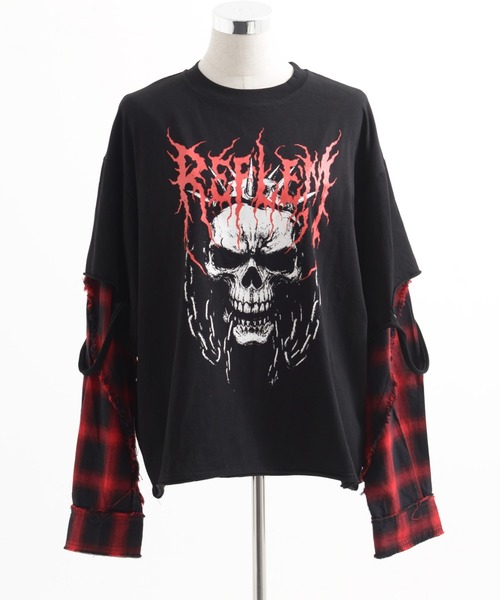 『REFLEM/レフレム』レイヤ―ドチェックTee ロングスリーブカットソー REFLEM（レフレム）の「『REFLEM/レフレム』レイヤ―ドチェックL/S Tee