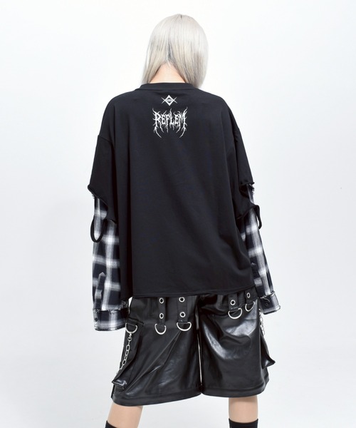 REFLEM(レフレム)の「『REFLEM/レフレム』レイヤ―ドチェックL/S Tee/ロングスリーブカットソー(Tシャツ/カットソー・レディース・ブラック×ブルー/ブラック×レッド/ブラック×ホワイト・FREE)」の12枚目の写真