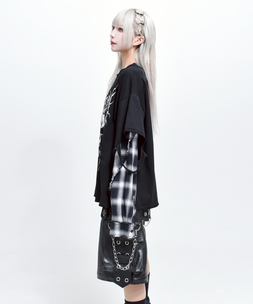 REFLEM(レフレム)の「『REFLEM/レフレム』レイヤ―ドチェックL/S Tee/ロングスリーブカットソー(Tシャツ/カットソー・レディース・ブラック×ブルー/ブラック×レッド/ブラック×ホワイト・FREE)」の11枚目の写真