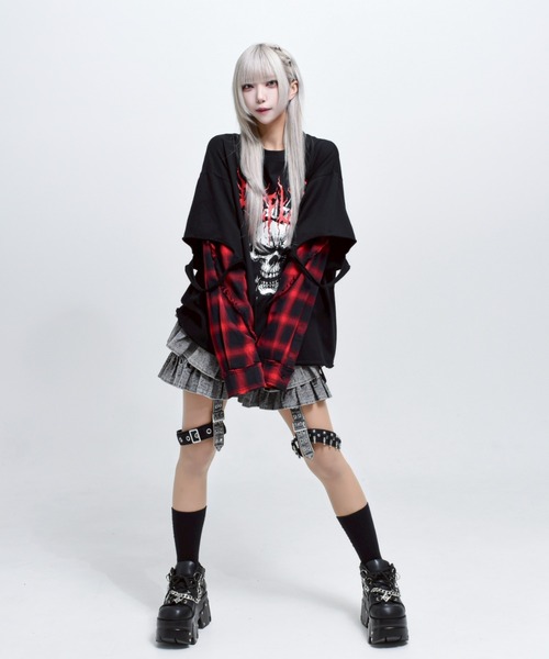 REFLEM(レフレム)の「『REFLEM/レフレム』レイヤ―ドチェックL/S Tee/ロングスリーブカットソー(Tシャツ/カットソー・レディース・ブラック×ブルー/ブラック×レッド/ブラック×ホワイト・FREE)」の18枚目の写真