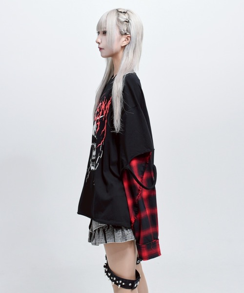 REFLEM(レフレム)の「『REFLEM/レフレム』レイヤ―ドチェックL/S Tee/ロングスリーブカットソー(Tシャツ/カットソー・レディース・ブラック×ブルー/ブラック×レッド/ブラック×ホワイト・FREE)」の16枚目の写真