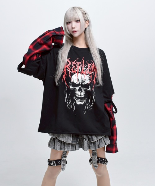 REFLEM(レフレム)の「『REFLEM/レフレム』レイヤ―ドチェックL/S Tee/ロングスリーブカットソー(Tシャツ/カットソー・レディース・ブラック×ブルー/ブラック×レッド/ブラック×ホワイト・FREE)」の15枚目の写真