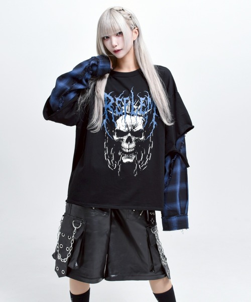 REFLEM(レフレム)の「『REFLEM/レフレム』レイヤ―ドチェックL/S Tee/ロングスリーブカットソー(Tシャツ/カットソー・レディース・ブラック×ブルー/ブラック×レッド/ブラック×ホワイト・FREE)」の19枚目の写真