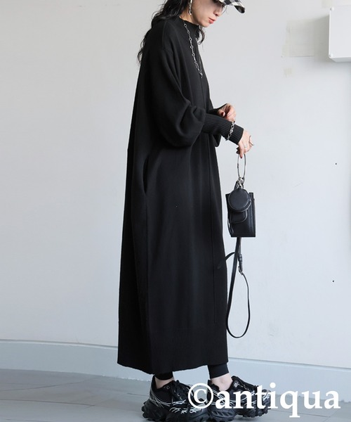 antiqua(アンティカ)の「マシュマロタッチ ニットワンピース(ワンピース・レディース・ダークグレー/ネイビー/レッド系その他/ブラック/ブラウン系その他・ONESIZE)」の12枚目の写真