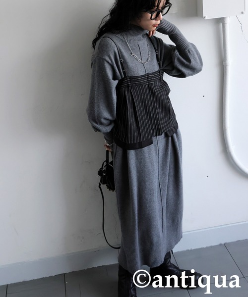 antiqua(アンティカ)の「マシュマロタッチ ニットワンピース(ワンピース・レディース・ダークグレー/ネイビー/レッド系その他/ブラック/ブラウン系その他・ONESIZE)」の22枚目の写真