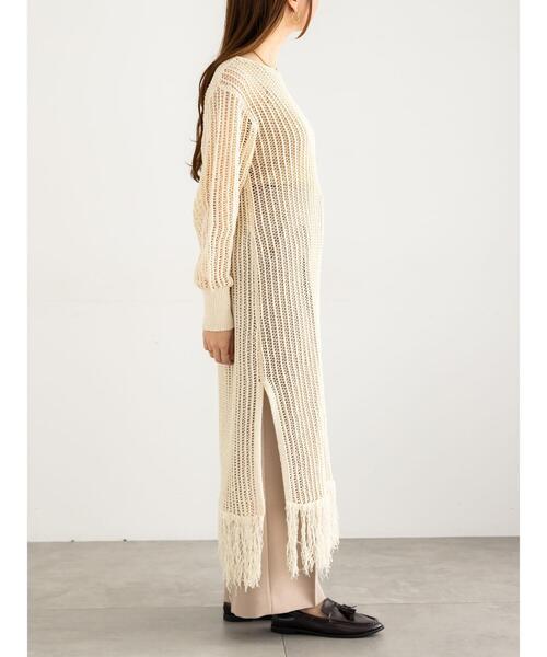Te chichi（テチチ）の「フリンジメッシュニットワンピース《2025Autumn catalog vol.2 item》（ワンピース・レディース・モカ/オフホワイト・F）」の9枚目の写真