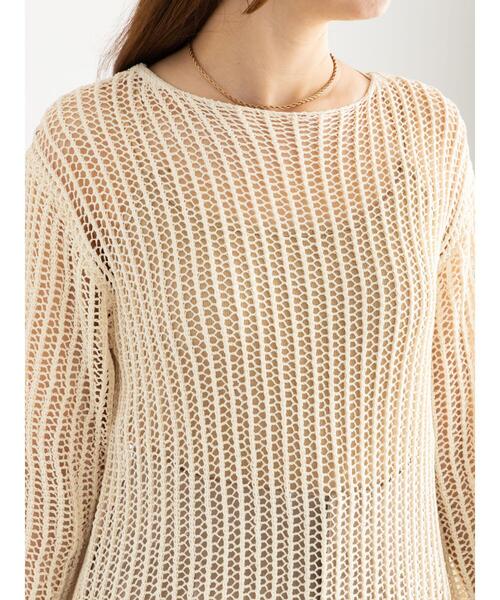 Te chichi（テチチ）の「フリンジメッシュニットワンピース《2025Autumn catalog vol.2 item》（ワンピース・レディース・モカ/オフホワイト・F）」の10枚目の写真