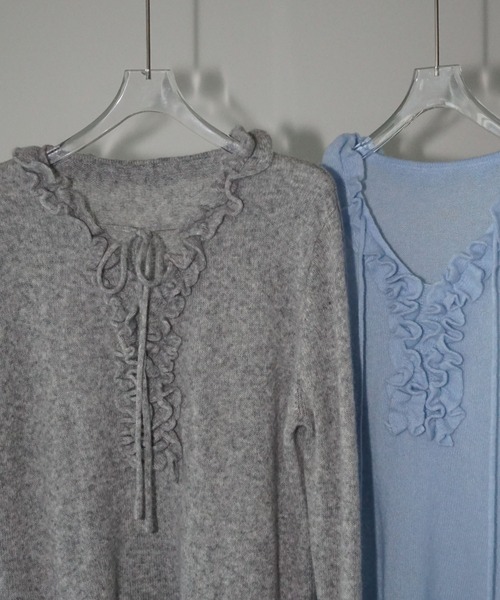 YOUYILIN】ラッフルカラーニット CHYOUW25a005-ファッション通販サイト