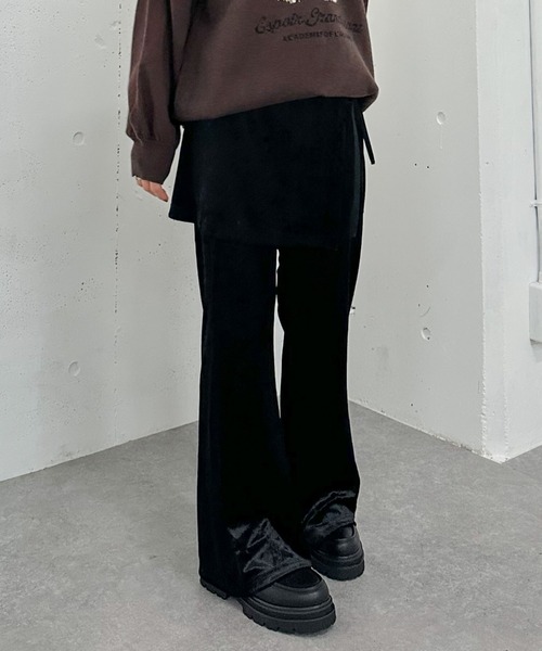 archives（アルシーヴ）の「ベロアレイヤードスカート付きパンツ（その他パンツ・レディース・ブラック/ブラウン・MEDIUM）」の9枚目の写真