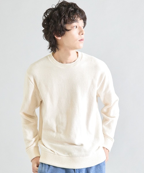 UNION STATION（ユニオンステーション）の「クルーネック ウォッシャブルモールニット（ニット/セーター・メンズ・ブラック/チャコールグレー/マスタード/パープル/ブルー/オフホワイト・L/LL/M）」の3枚目の写真