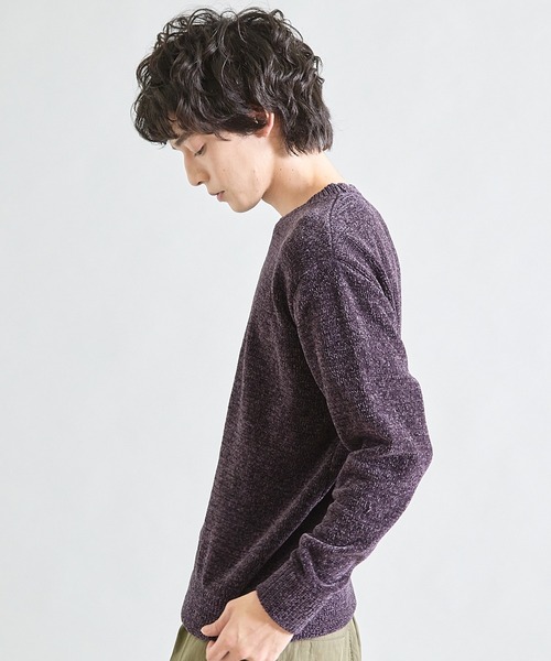 UNION STATION（ユニオンステーション）の「クルーネック ウォッシャブルモールニット（ニット/セーター・メンズ・ブラック/チャコールグレー/マスタード/パープル/ブルー/オフホワイト・L/LL/M）」の18枚目の写真