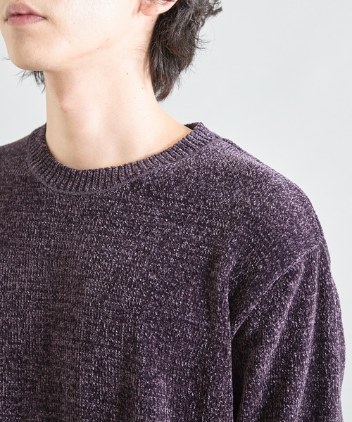 UNION STATION（ユニオンステーション）の「クルーネック ウォッシャブルモールニット（ニット/セーター・メンズ・ブラック/チャコールグレー/マスタード/パープル/ブルー/オフホワイト・L/LL/M）」の21枚目の写真