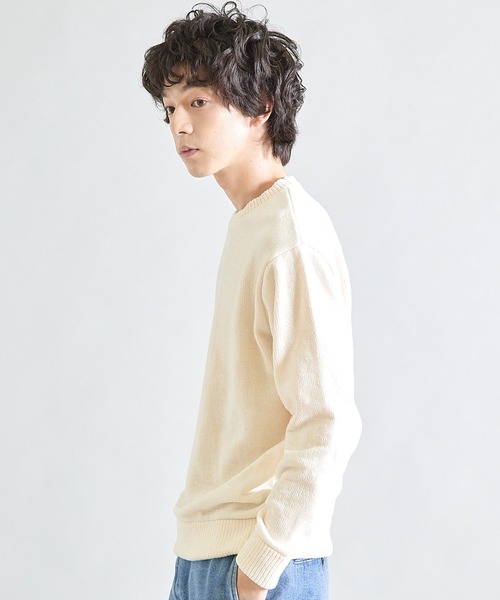 UNION STATION（ユニオンステーション）の「クルーネック ウォッシャブルモールニット（ニット/セーター・メンズ・ブラック/チャコールグレー/マスタード/パープル/ブルー/オフホワイト・L/LL/M）」の13枚目の写真