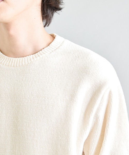 UNION STATION（ユニオンステーション）の「クルーネック ウォッシャブルモールニット（ニット/セーター・メンズ・ブラック/チャコールグレー/マスタード/パープル/ブルー/オフホワイト・L/LL/M）」の16枚目の写真