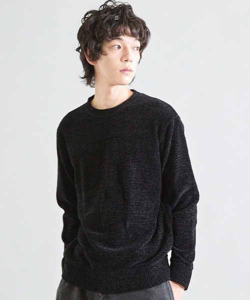 UNION STATION（ユニオンステーション）の「クルーネック ウォッシャブルモールニット（ニット/セーター・メンズ・ブラック/チャコールグレー/マスタード/パープル/ブルー/オフホワイト・L/LL/M）」の9枚目の写真