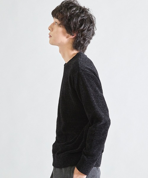 UNION STATION（ユニオンステーション）の「クルーネック ウォッシャブルモールニット（ニット/セーター・メンズ・ブラック/チャコールグレー/マスタード/パープル/ブルー/オフホワイト・L/LL/M）」の10枚目の写真