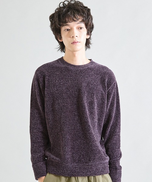 UNION STATION（ユニオンステーション）の「クルーネック ウォッシャブルモールニット（ニット/セーター・メンズ・ブラック/チャコールグレー/マスタード/パープル/ブルー/オフホワイト・L/LL/M）」の17枚目の写真