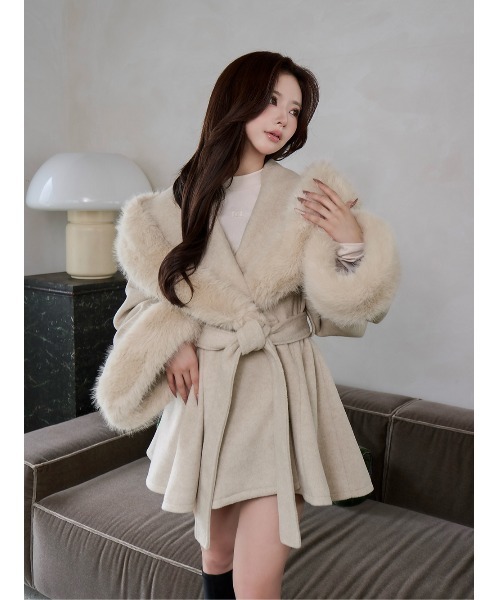 Darichウエストベルトプリンセスラインコート Fサイズ ベージュ Darichウエストベルトプリンセスラインコート Fサイズ ベージュ Darich